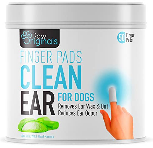 Dog Ear Wipes - Finger Pads | Stop Itching - Remove Dirt, Wax & Clean Dirty Ears Easily | Aloe Vera & Witch Hazel Infused | 50 Dog Ear Cleaning Finger Wipes For Easy Cleaning Of Dogs Ears | UK BRAND
