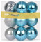 Baby Blau und Silber 4,1 cm kleine Weihnachtskugeln Weihnachtsbaum Dekoration Ornamente bruchsichere hängende Kugeln für Geburtstag Halloween Urlaub Hochzeit Dekorationen Set von 12 Stück