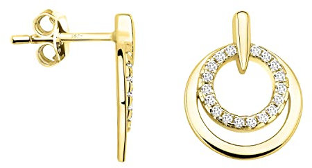 SOFIA MILANI - Damen Ohrringe 925 Silber - vergoldet/golden & mit Zirkonia Steinen - Kreis Ohrstecker - E1609