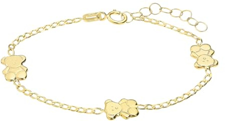 Time RoaD Gourmette-Armband Gold Baby de 9K Animal FG00064/14 | Baby-Armband Gold - Ideal als Taufgeschenk, Geburtstag