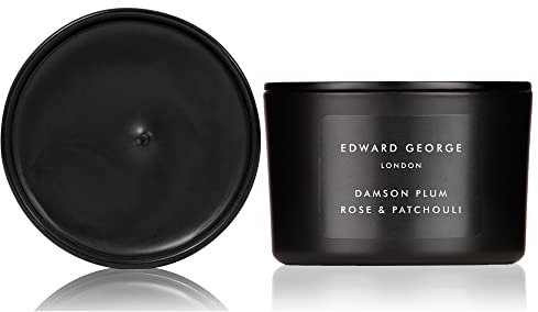 Edward George Scented Candles Damson Plum, Rose & Patchouli Home Fragrance Candle Gift Set, 80g