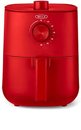BELLA 3 L Manual Air Fryer Oven and 5-in-1 Multicooker with Removable Nonstick and Dishwasher Safe Crisping Tray and Basket, 1400 Watt Heating System, Matte Red
