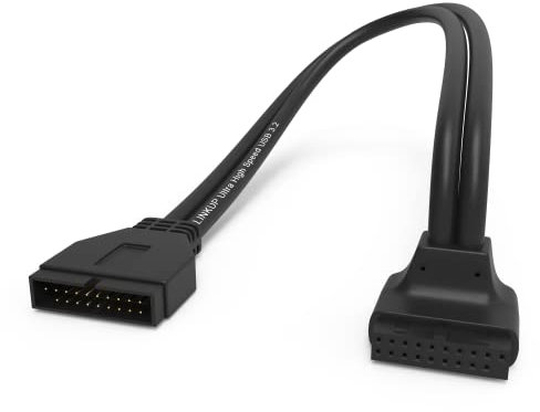 LINKUP - USB 3.2 Gen 2 (USB 3.1) Internal Adapter 20-Pin Motherboard Header Male to Female 10Gbps for PC USB-A Ports - Outward Type - Black 24cm