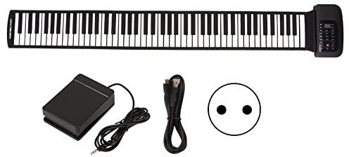 KOSDFOGE Roll Up Piano 88 Keys Single Horn Bluetooth MIDI Function Flexible Roll Piano With External Tone 100‑240V(British Standard)
