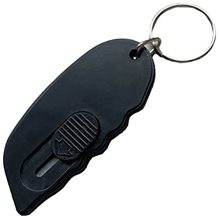 1 Stück Mini Cuttermesser, Mini Sicherheitsklinge Box Öffner, Sicherheits-Cuttermesser Kartonöffner Schlüsselanhänger Brieföffner (Schwarz)