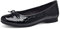 Jana Damen Ballerinas mit Schleife Vegan, Schwarz (Black Croco), 39 EU