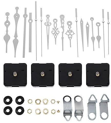 Angoily Quarz Uhrwerk 4 Stück Quarz-Uhrwerksmechanismen Nicht Tickender Leiser Uhrmechanismus Mit 16 Uhrzeigern Set Für Uhrenreparatur DIY-Ersatz (Weiß)