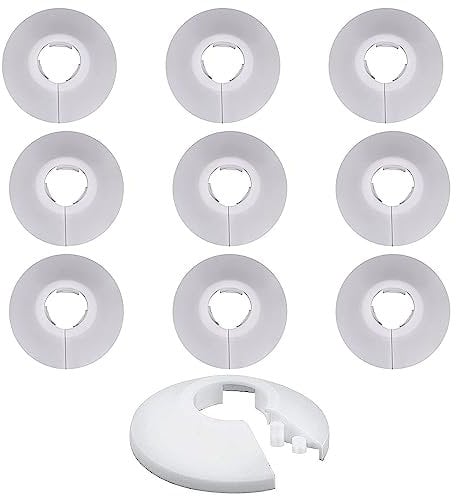 10 Pcs Plastic Pipe Collars Pipe Decoration Cover Strong White Plastic Pipe Covers Sleeve for 16 MM Diameter Pipe White