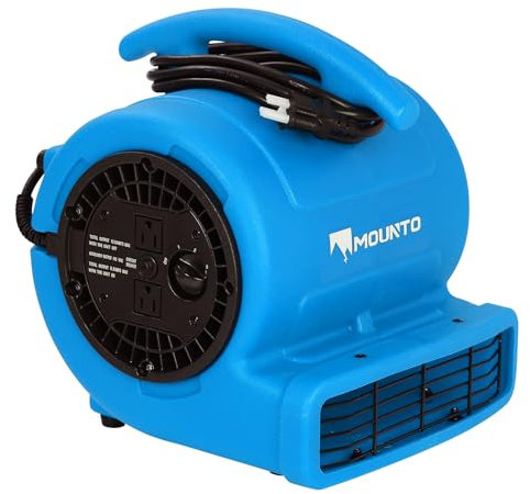 MOUNTO 1/4hp 1000CFM 2 Speed Air Mover Carpet Dryer Floor Fan Cooling Fan (Blue)