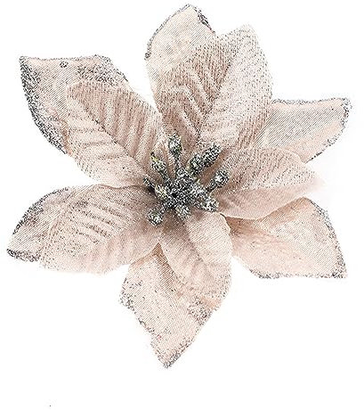 Wambere 24 Stück Weihnachten Funkeln Weihnachtsstern Blumen Künstliche Weihnachten Blumen Weihnachtsdekoration Weihnachtsschmuck Christbaumschmuck Baumschmuck Christmas Tree Ornaments,Champagner