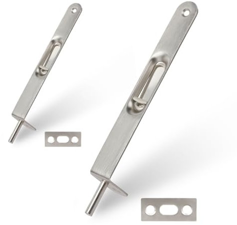 KOVOSCH 2 Pack Flush Bolt 6 Inch, Heavy Duty Flush Bolt for Double Door, Solid French Door Lock, Brushed Satin Nickel