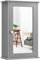 COSTWAY Spiegelschrank Bad, 2-stöckiger Hängeschrank mit Spiegel, Wandschrank Badezimmerspiegel aus Holz mit 3-stufig Verstellbarer Ablage & Tür, 34 x 15 x 53cm (Grau)