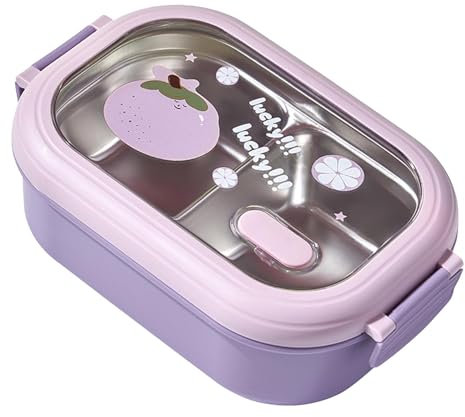Fockety -Lunchbox, Robuste Thermo-Lunchbox aus Edelstahl, Sicher, Tragbar für das Büro (Lila)