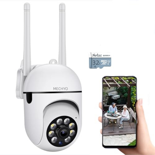 1080P Outdoor Security Cameras - 2.4GHz WiFi Cameras for Home Monitoring - 360° View - IP65 Waterproof Home Camera with Motion Detection,Full-Color Night Vision (Includes Memory Card)