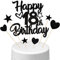 Conruich Tortendeko 18. Geburtstag Jungen, Kuchendeko Happy 18th Birthday Schwarz, Glitzer Kuchen Topper 18. Geburtstag Ballons Konfetti Papierfächer für Geburtstagstorte Deko 18 Jahre Junge Mädchen