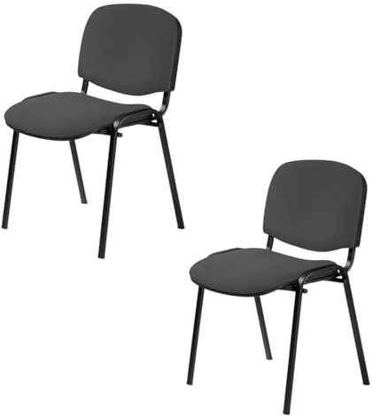 Topsit 2er Set Besucherstuhl ISO, Bequemer Konferenzstuhl, stapelbar, mit gepolsterter Sitzfläche und Rückenlehne. CLA000006 (Antrazit)
