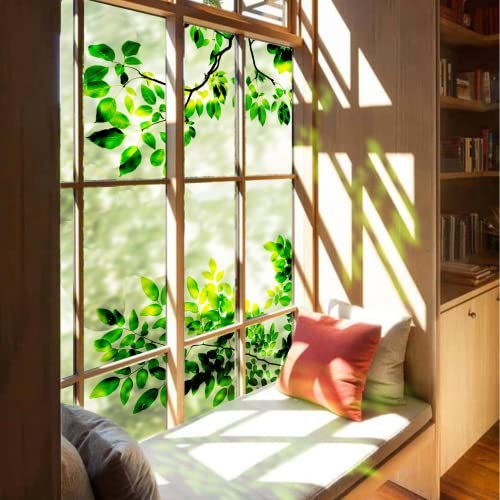 Neukids aquarell grüne Pflanze fensterbilder, Blätter Grün Fenster fensterbilder frühling Sommer, Wohnzimmer Schlafzimmer kinderzimmer fensterdeko