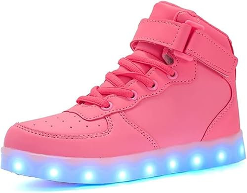 PADGENE Scarpe Sportive Alti LED Lampeggianti Donna/Uomo Ricaricabili USB, Lg rosa, 36 EU
