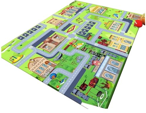Automatte Für Kinder 47x63 Zoll Großer Kristall Velvet Stadt Stadt Straßen Autospiel Matte Nicht-Schlupf-Kinder Spielen Mat Lernen Lernpädagogik Teppich Kinder Car Matte Spielzeugmatte Kinderspiele