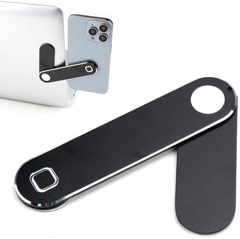 Magnetic Phone Holder for Laptop,Adjustable Side Mount Laptop Clip Aluminum Slim Portable Magnetic Phone Holder Foldable Computer Expansion Bracket for All Computer Mobile Phone Laptop Mac(Black)