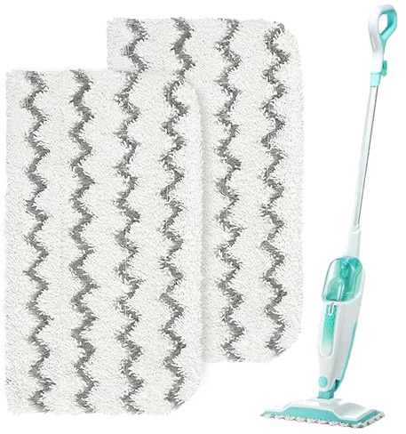 SANWOODN 2 Pack Steam Mop Pads, Shark Steam Mop Pad Replacement Cover Water Absorbent Quick Drying Reusable Suitable for Shark S1000/S1000A/S1000C/S1000WM/S1001C/S1001C (2)