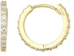 Ohrringe Creolen in Echt 585 Gold klassische, schlichte Ohrringe Ohrschmuck mit Zirkonia Steine Damen Schmuck Goldcreolen in Gelbgold inkl. Schmucketui | JC Trauringe 8498