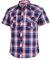 Dctop Herren Hemd Kurzarm Lässige Druckknöpfen Unifarben Karierte Anzug Regular Fit Freizeit Hemd (Rot Blau #15 2XL)