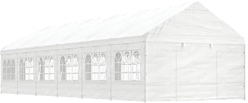 ARKEM Pavillon mit Dach Weiß 13,38x4,08x3,22 m Polyethylen Schutzhaube Pavillon Wetterfester Pavillion