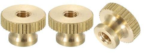 QUARKZMAN Gerändelte Daumenmuttern, 3 Stück M4 x D12mm x H8mm Messing Griffmuttern Rändelmuttern Durchgangsloch mit Hohem Kopf Befestigungselemente für 3D-Drucker Teile, Maschinenwerkzeuge