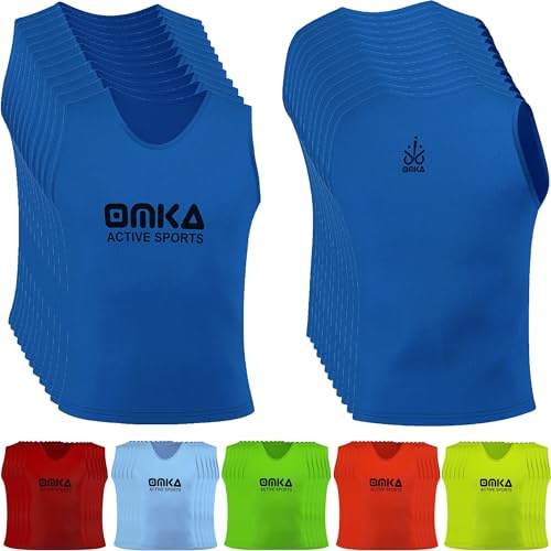 OMKA 12 Stück Fußball Leibchen Trainingsleibchen Markierungshemd Fußballleibchen für Kinder Jugend und Erwachsene, Königsblau, Junior (M)