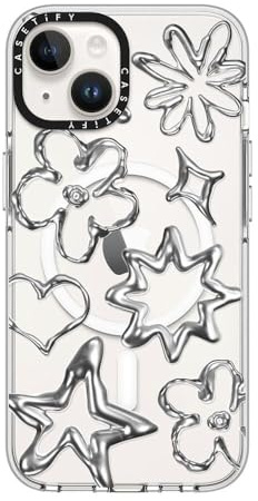 CASETiFY Clear iPhone 14 Case [Not Yellowing / 6.6ft Drop Protection/Compatible with Magsafe] - Chrome Doodles - Clear