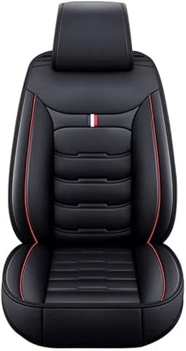 Valcla Auto Sitzbezüge für BMW M5 F10 5er 6Gen 2012-2018, 5 Sitzer Allwetter Wasserdicht Atmungsaktiv Bequem Leder Autositzbezug Schonbezüge, Innenraum Zubehör,E Black Red