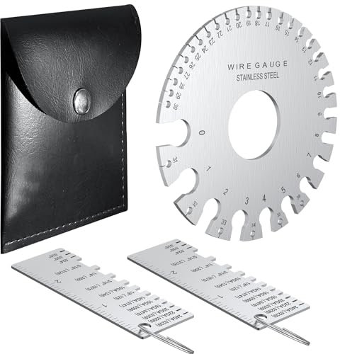 TOOGOND Professional Wire Gauge Measuring Tool, Metal Gauge Thickness Tool, Stainless Steel Metal Sheets Thickness Gauge & Dual-Sided Round Metal Sheet Gauge(Set of 3)