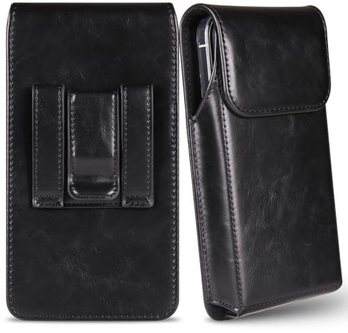 Miimall Handytasche Kompatibel mit Samsung S25 Serie iPhone 17 16e 16 15 Pro Plus Air Pro Max Gürteltasche+Gürtelclip, Premium Leder Gürteltasche Hülle für Samsung S25 S24 S23 Plus Ultra-Schwarz
