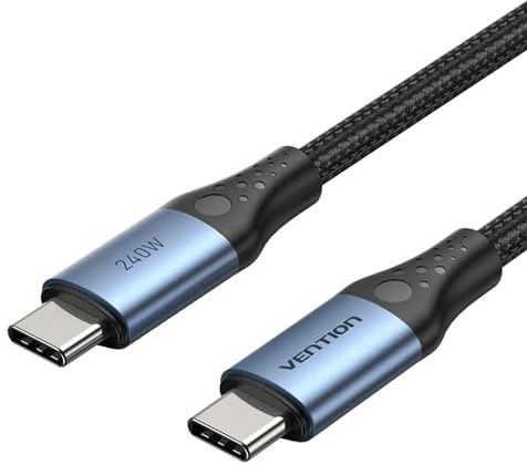 VENTION USB C to USB C Charger Cable 240W 5A Type C to Type C Fast Charging Cable 2M for iPhone 15 Pro Max, MacBook Pro 2020, iPad Air Pro, Galaxy S23 S22, Switch, Pixel, LG and More