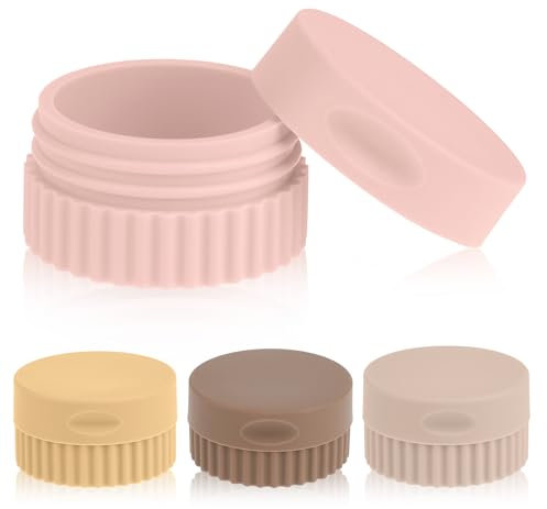 Giantree Travel Containers for Toiletries, 4 Pcs Small Silicone Cream Jars 0.68 oz/20 ml Travel Size Containers Leak-proof Travel Essentials with Lid for Cosmetic Face Body Cream Medicines(Color2)
