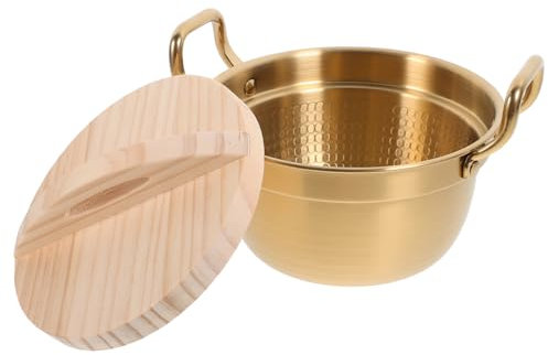PRETYZOOM Pot de soupe bol de ramen coréen casserole à induction pots de pâtes cuisiniere electrique cuisinière électrique pot de ramen coréen marmite à soupe en acier inoxydable en bois