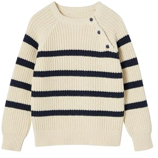 Vertbaudet Jungen Strickpullover mit Streifen wollweiß 158/164