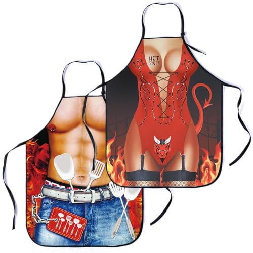 ZKGYUS Grillschürze für Männer Damen, Kochschürze Küchenschürze Lustige, Lustige Kochschürze für Männer, Schürze Wasserdichte für Herren Damen Geschenk für Party Costume Grill