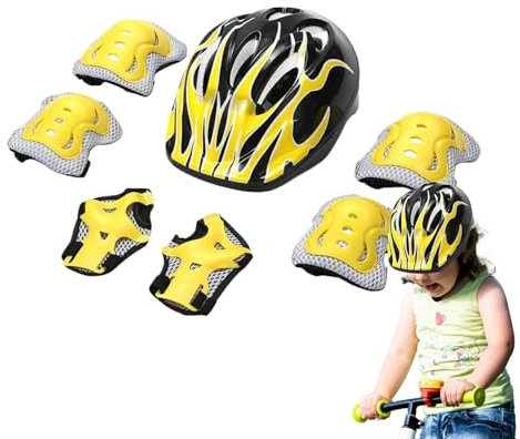 Cascos y Almohadillas para niños, Juego de Rodilleras y Coderas Resistentes para niños, cómodas Rodilleras para niños de 5 a 10 años