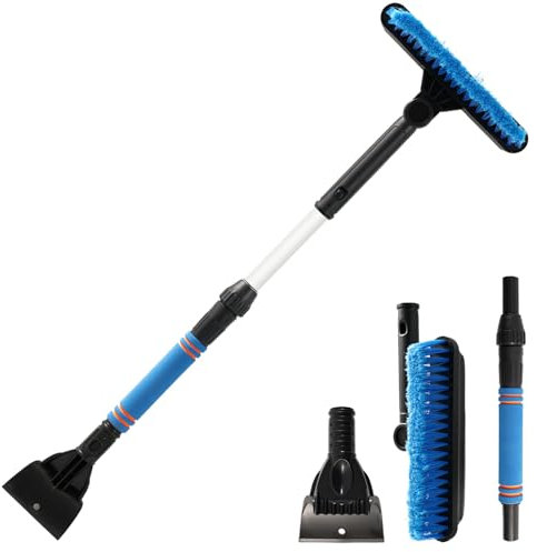 AUTOXBERT Grattoir à glace 3 en 1 pour voiture, pare-brise, fenêtre de véhicule, brosse de nettoyage de toit, 120 cm, anti-rayures pour voiture, camion, SUV