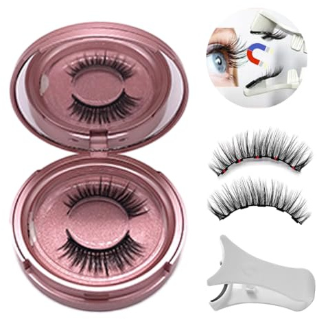 EIYVPRA 1 Paar 4 Stücke Magnetische Wimpern mit 1 Stk Zange, Magnetische Wimpern, Wimpern Magnetisch Natürlicher Look, 3D Magnet Künstliche Wimpern Wiederverwendbare Langlebig(L02)