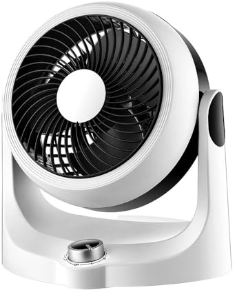 FABRILAMP Ventilatore da tavolo Cartagine bianco/nero 40 W 3 velocità 3pale fisso e rotante orientabile 28,3 x 25,7 x 19 cm
