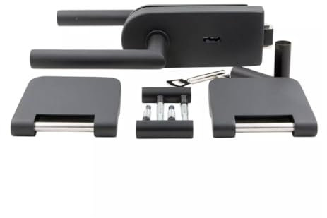 HORI® Glastürbeschlag Set Schwarz I Türschloss-Set Ganzglastüren I Türgriff mit Bändern & Rahmenteil I Glastürschloss Innentür I Glastür Scharniere I Beschläge Glas Rund | Buntbartschloss
