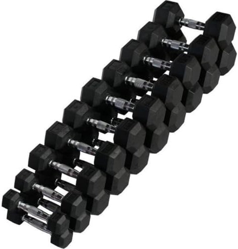 Hexagon Hantel Set 1-10 kg mit Hantelturm, Komplettes Hantelset mit Ständer mit 10 Paar Hex Hanteln, Kompakter Kurzhantel Ständer für Home Gym und Studio
