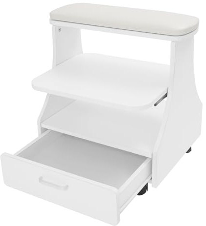 Portable Kosmetikerin Trolley Wagen Nagel Fuß Trolley Wagen Maniküre-Pediküre-Wagen Fußhocker mit Rädern und Schublade für Pediküre Massagen Zehennagelpflege in Schönheitssalons (Weiß)