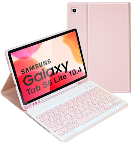 Nsyee Custodia con Tastiera per Samsung Galaxy Tab S6 Lite 2024/2022/2020 10,4 Pollici, Layout Italiano, Tastiera per Samsung Tab S6 Lite, Rimovibile Bluetooth Tastiera, S6 Lite Tablet 10,4, Rosa