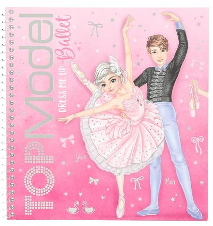 Depesche 13611 TOPModel Ballet-Libro Dress Me Up con 24 páginas de Motivos de Bailarinas preimpresos para diseñar tú Mismo, Incl. 11 Hojas de Pegatinas, Multicolor, One Size