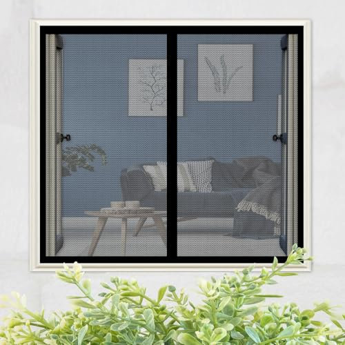 Fliegengitter Tür Insektenschutz Magnetvorhang 200 x 110 cm Extra Starke Magnete, Magnetvorhang Ohne Bohren Fliegengitter Terrassentür für Schiebetür Terrassentür, Schwarz