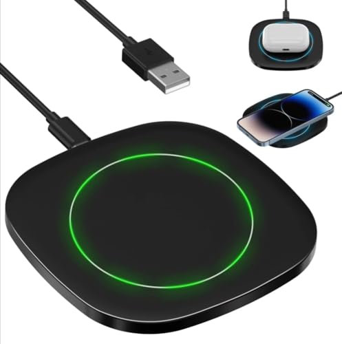 New Wireless Fast Charging Pad Qi-Certified Fast Wireless Charger For iPhone 1615 14 13 12 Pro XS Max Mini X XR For Samsung Galaxy S25/S24/S23/S22/S21/ S20/S10, AirPods Pro, with USB-C Cable (Black)